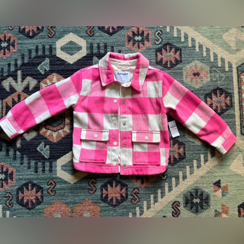 Old Navy Toddler Pocket Front Shacket Pink Plaid